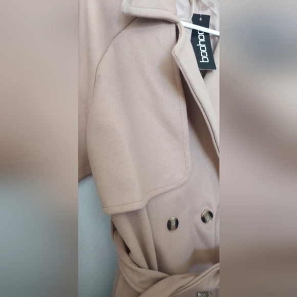 BOOHOO PLUS Wool Look Trench Coat - Picture 3 of 7